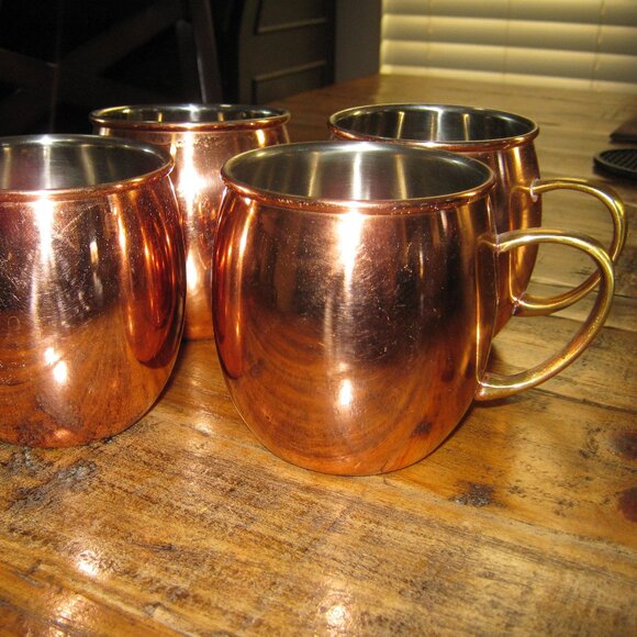 Like New. Moscow Mule Copper & Stainless Mugs - 4 - 16 ounces - Picture 1 of 3